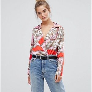 Parisian chain print body suit